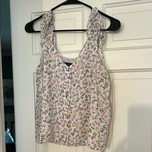 Floral Sleeveless Top - Pink and White